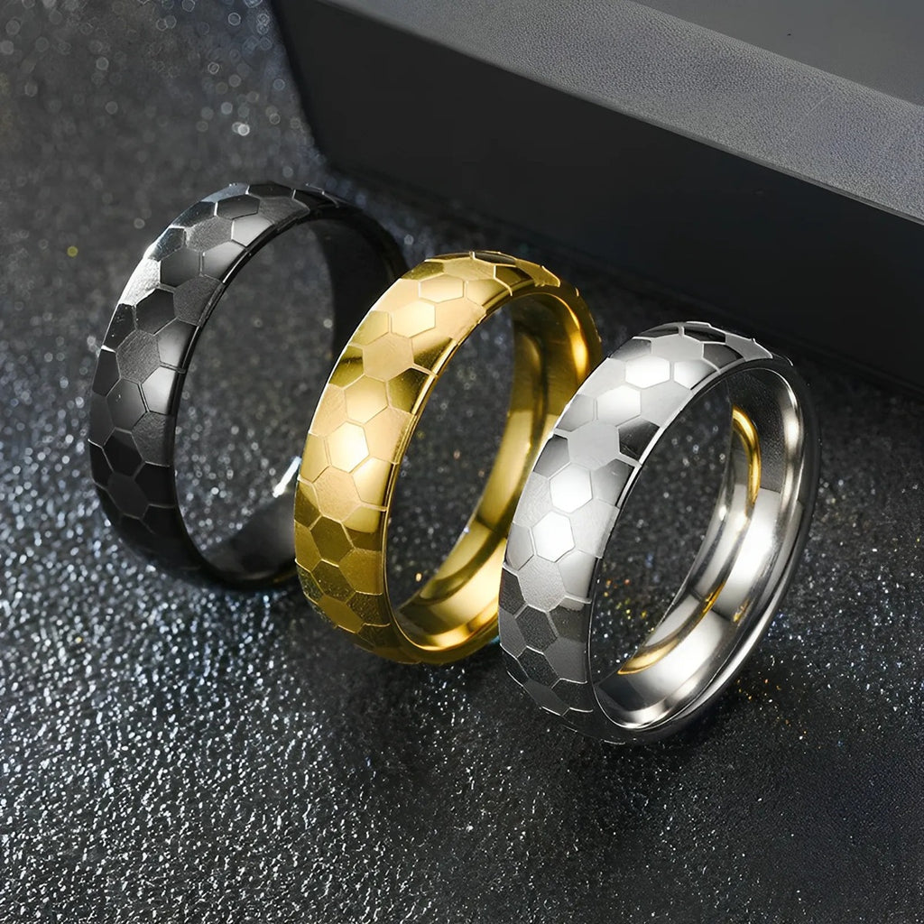 Herren Ring mit kunstvollem Bienenwabenmuster Shop Nory