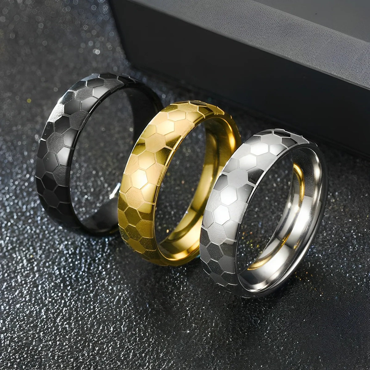 Herren Ring mit kunstvollem Bienenwabenmuster Shop Nory