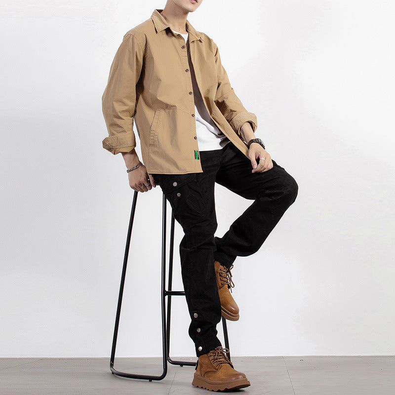 Herren leichtes Utility-Overshirt mit Knopfleiste und Hemdkragen Shop Nory
