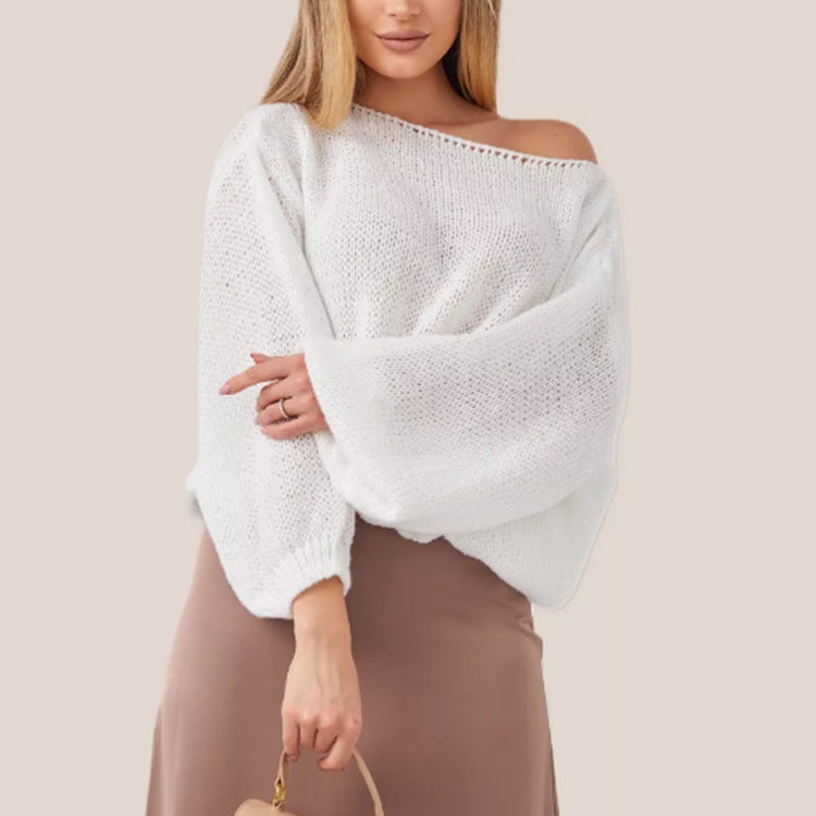 Damen Schulterfreier Mohair‑Optik Oversize-Pullover mit überschnittener Passform und kurzem Saum Shop Nory
