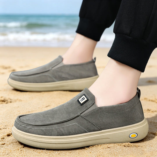 Herren nan lässiger Canvas-Slip-On Freizeitschuh mit Memory-Fußbett und stoßdämpfender Gummisohle Shop Nory