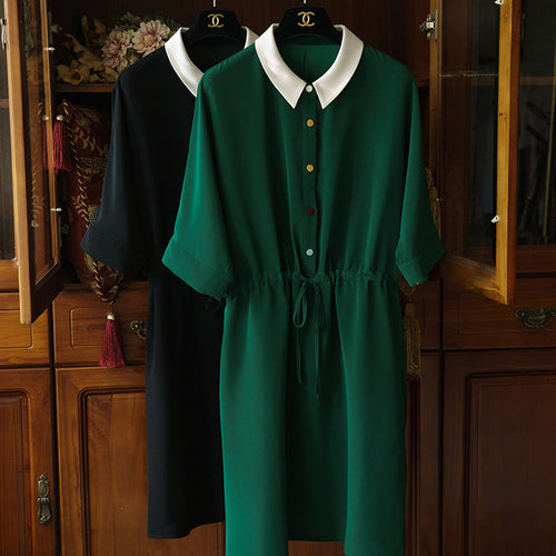 Damen Elegantes Kurzarmkleid mit Taillengürtel Shop Nory