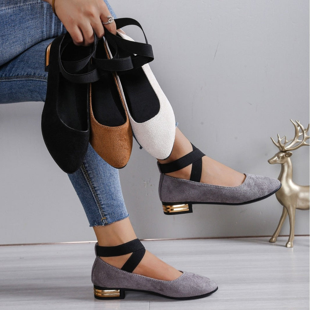 Damen Elegante Ballerinas mit elastischem Riemchen
