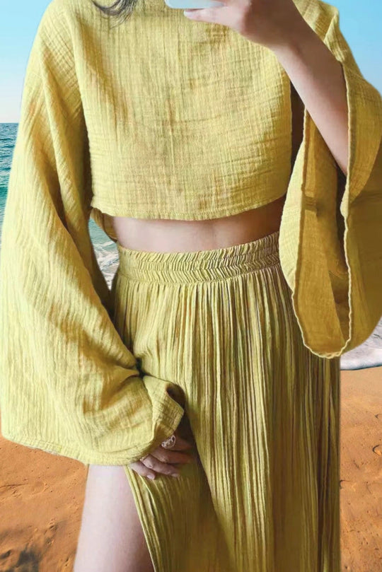 Damen Zweiteiliges Maxikleid mit Off-Shoulder-Design und Schlitz