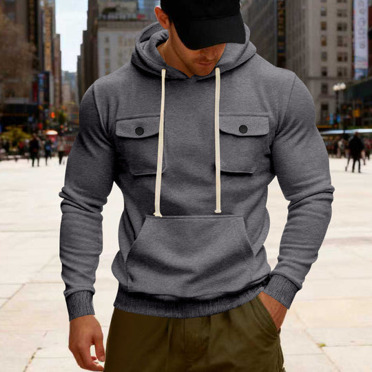 Herren Kapuzenpullover mit Brustklappentasche, Kängurutasche & Rippbündchen Shop Nory