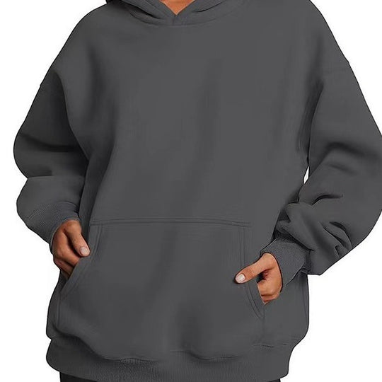 Damen nan extralanger Oversize-Kapuzenpullover im Boxy-Schnitt mit Kängurutasche und geripptem Abschluss Shop Nory