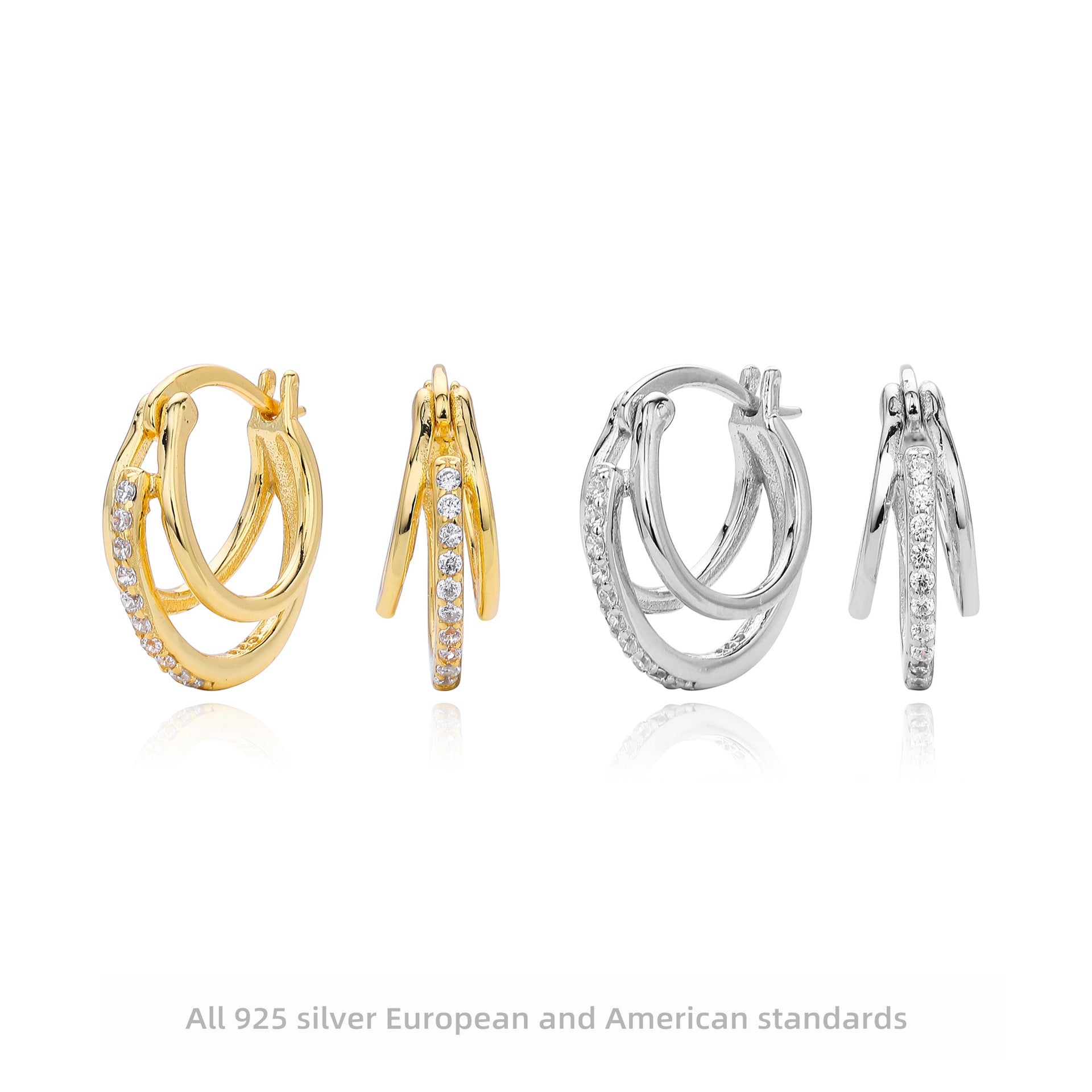 Damen Ohrhänger mit luxuriösen Zirkonia-Details aus hochwertigem 925 Sterling Silber Shop Nory
