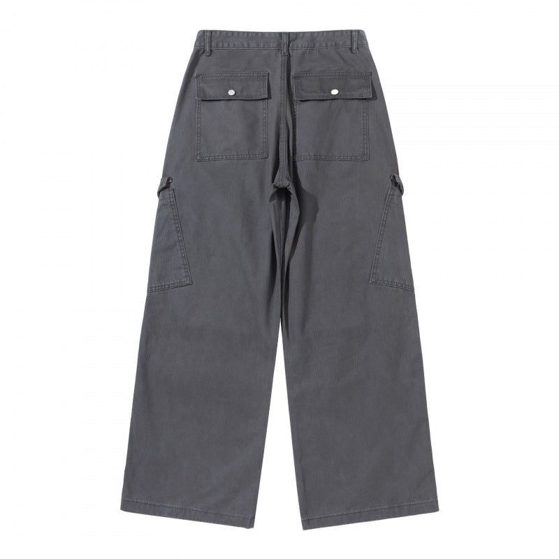 Damen Breite Utility-Cargo-Hose aus robustem Canvas mit hoher Taille und Kniefalten Shop Nory
