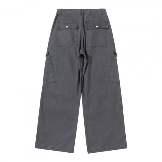 Damen Breite Utility-Cargo-Hose aus robustem Canvas mit hoher Taille und Kniefalten Shop Nory