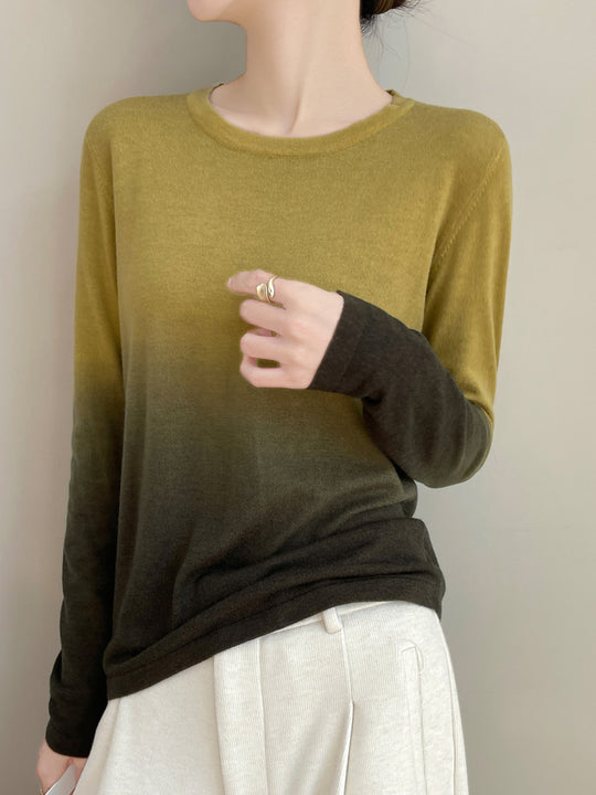 Damen Leichter Verlauf-Feinstrickpullover mit Rundhalsausschnitt und lockerer Passform Shop Nory