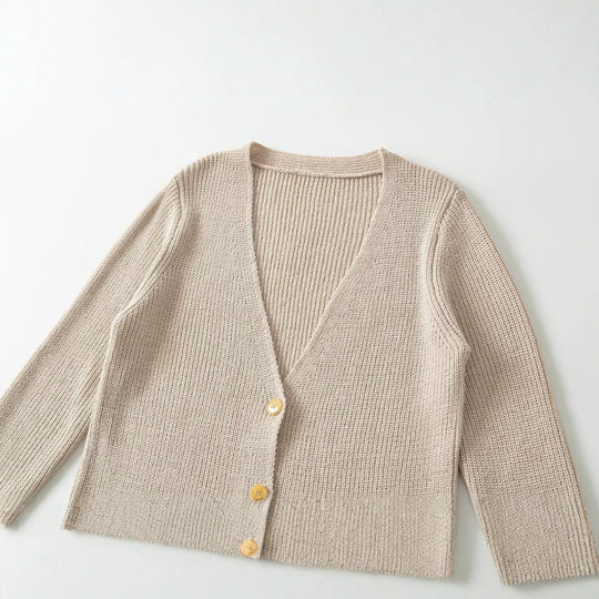 Damen Longline-Strickcardigan mit V-Ausschnitt und durchgehender Knopfleiste Shop Nory