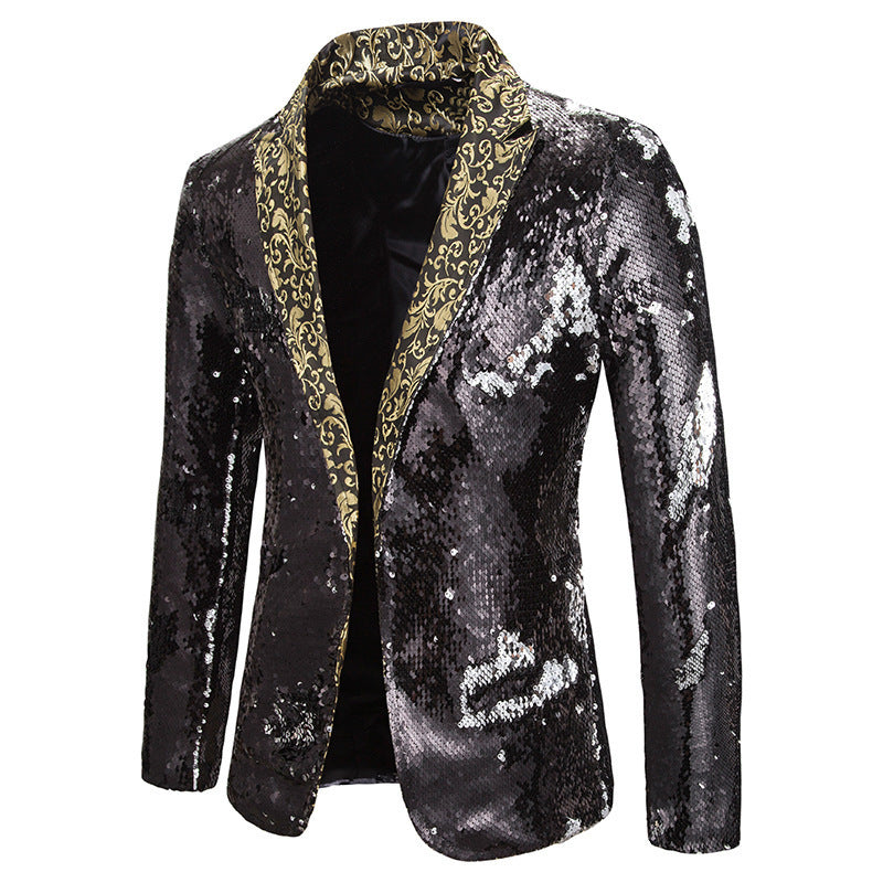 Herren extravagante Pailletten-Blazerjacke