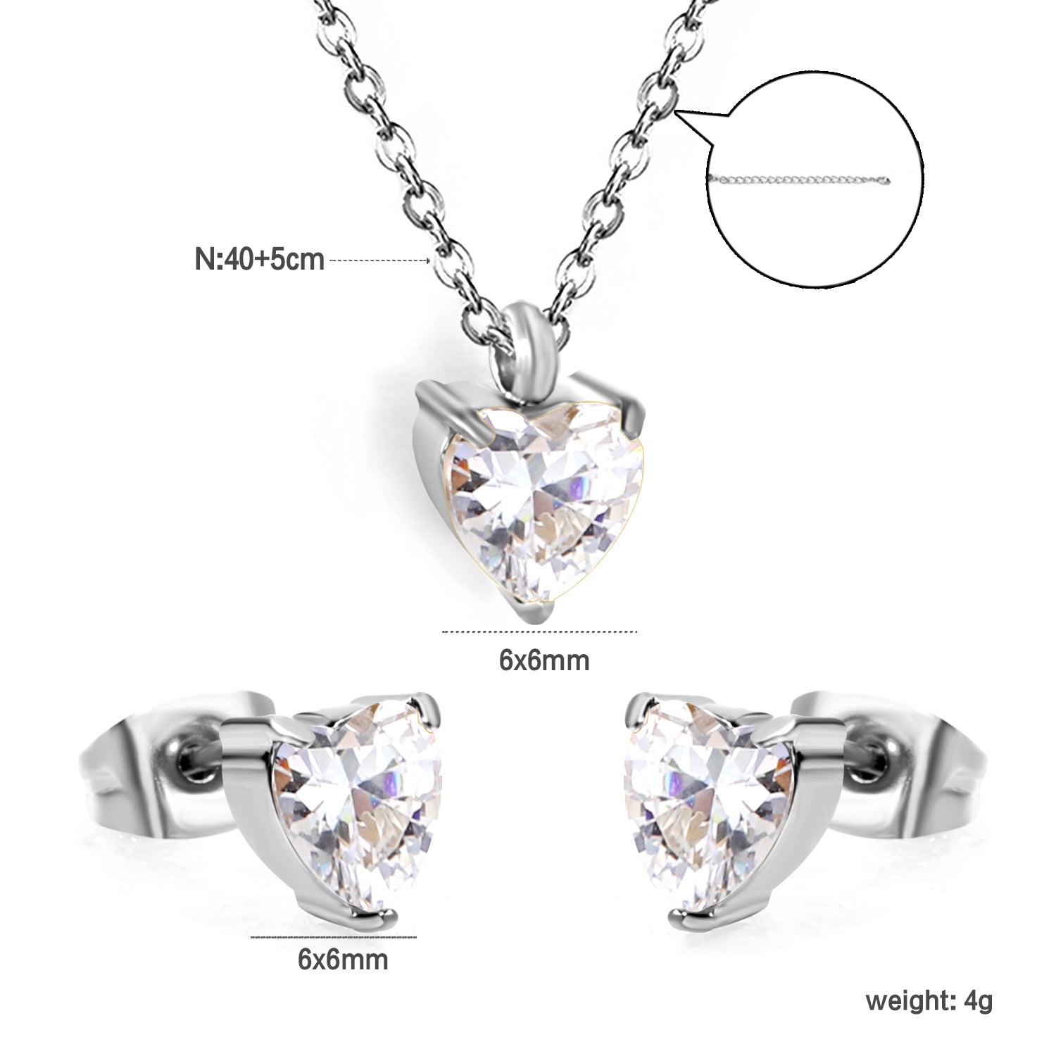 Damen Schmuckset mit funkelndem Kristall-Anhänger und eleganten Ohrsteckern Shop Nory