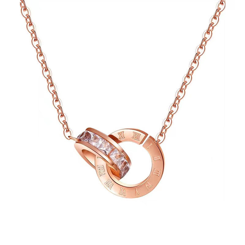 Damen Eleganter Verschlungener Ring Anhänger Halskette Shop Nory