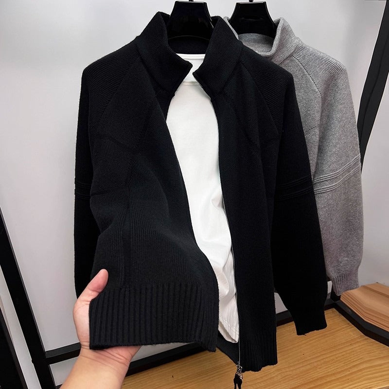 Herren Strukturierte Halbzip-Strickjacke mit Stehkragen und Raglanärmeln Shop Nory