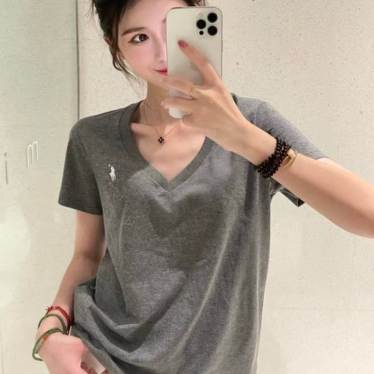Damen V-Ausschnitt T-Shirt aus hochwertiger Baumwolle Shop Nory