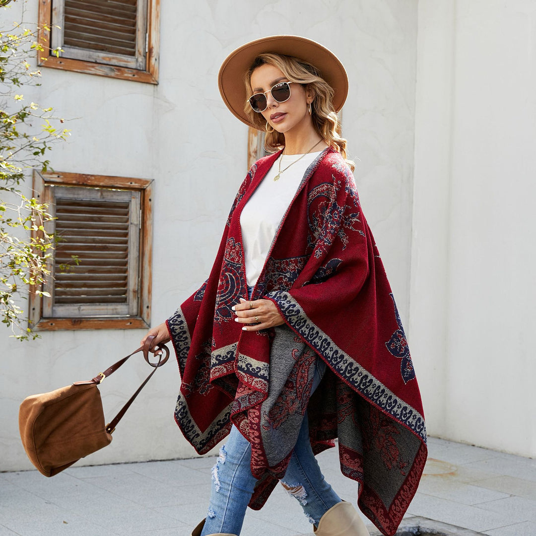 Damen Jacquard Poncho mit Paisley‑Muster Shop Nory