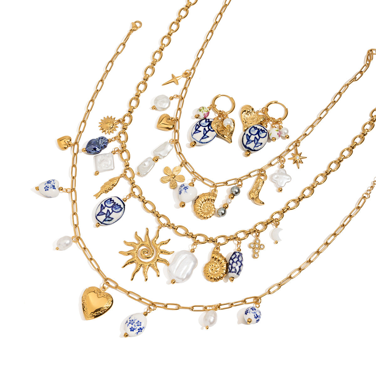 Damen Halskette mit charmanten Anhängern und hypoallergener Edelstahlverarbeitung Shop Nory