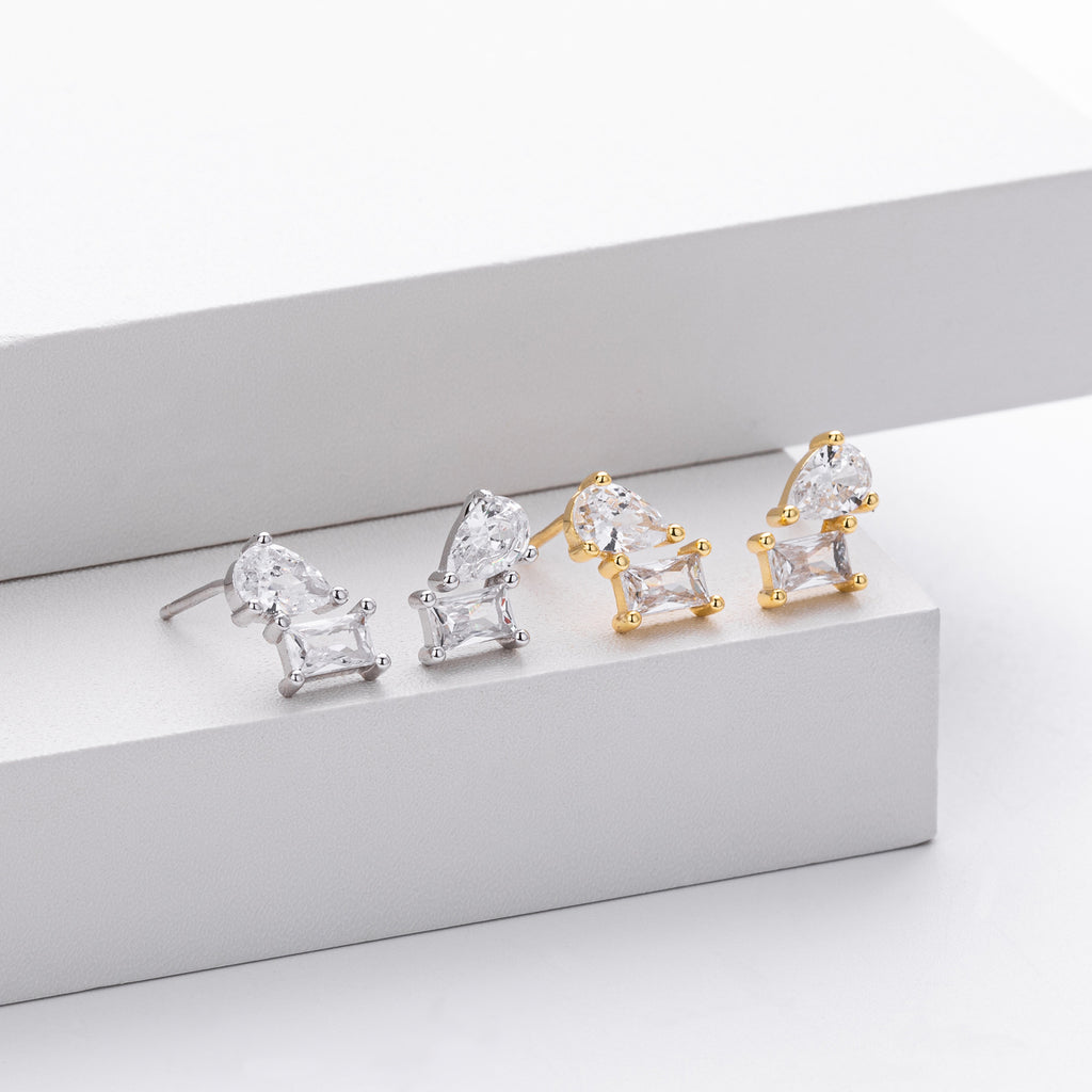 Damen Ohrstecker mit funkelnden Zirkonia und edler Silberfassung Shop Nory