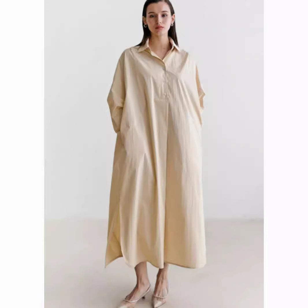 Damen Fließendes Oversize‑Hemdkleid mit Kentkragen, Kimonoärmeln und Seitenschlitzen Shop Nory