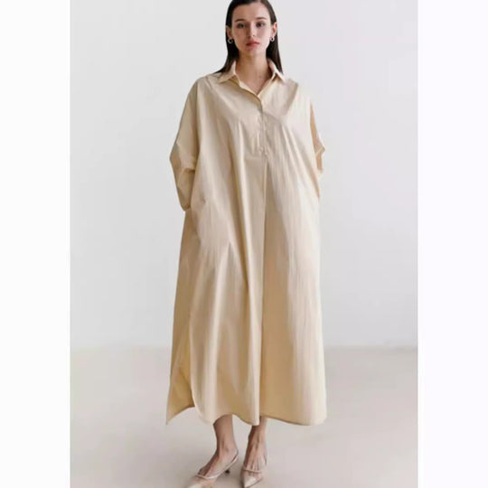 Damen Fließendes Oversize‑Hemdkleid mit Kentkragen, Kimonoärmeln und Seitenschlitzen Shop Nory