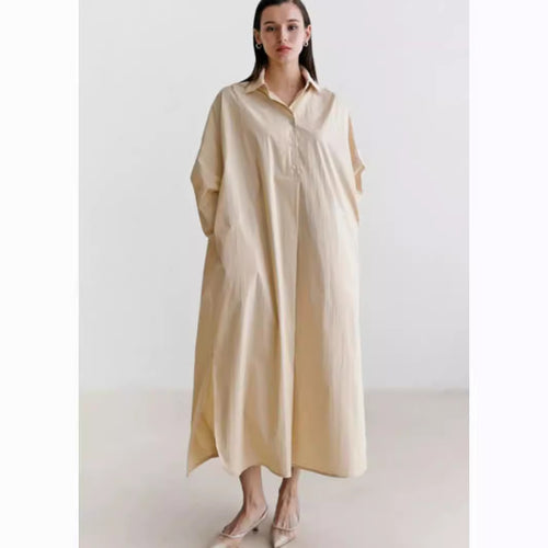 Damen Fließendes Oversize‑Hemdkleid mit Kentkragen, Kimonoärmeln und Seitenschlitzen Shop Nory