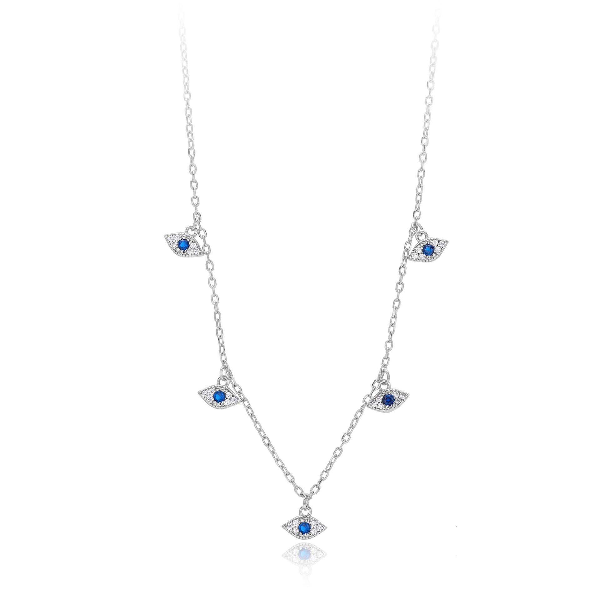 Damen Halskette mit funkelndem Auge-Motiv aus 925 Sterling Silber Shop Nory