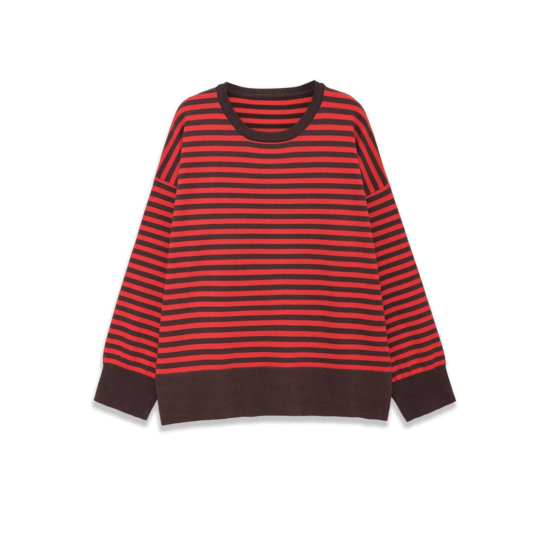 Damen Gestreifter Oversize-Pullover mit kontrastbesetzten Bündchen Shop Nory