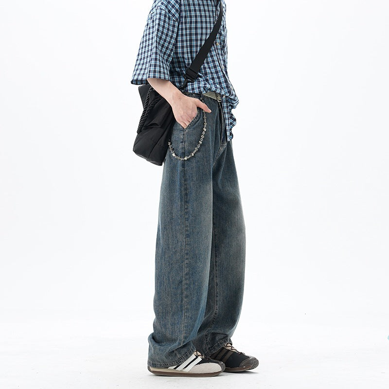 Herren Weite Denim-Jeans mit Vintage-Waschung und tiefem Schritt Shop Nory