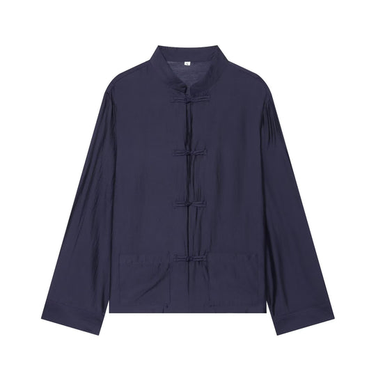 Unisex Leichte Baumwoll-Tunika mit Stehkragen und traditioneller Froschknopf‑Verschluss Shop Nory