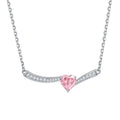 Damen Halskette mit herzförmigem Pinkstein und elegantem Zirkonia-Besatz Shop Nory