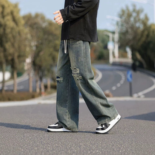 Herren Weitgeschnittene Destroyed Jeans Shop Nory