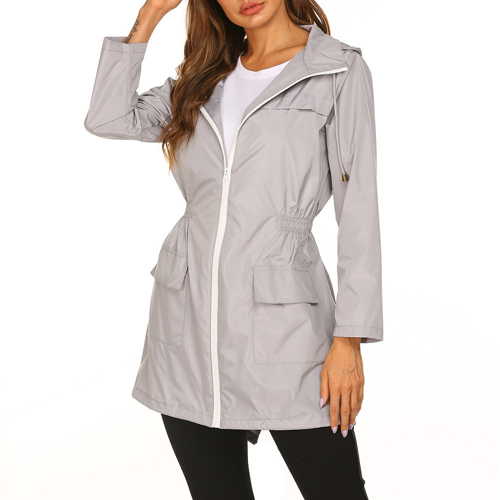 Damen praktische Freizeitjacke mit verstellbarem Bund und großen Taschen