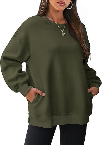Damen nan lässiger Oversize-Sweatpullover mit seitlichen Eingrifftaschen, geripptem Saum und überschnittener Schulter Shop Nory