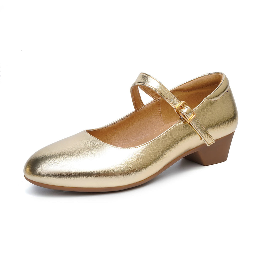 Damen Mary Jane Ballerinas mit modischer Schnalle und bequemer Sohle
