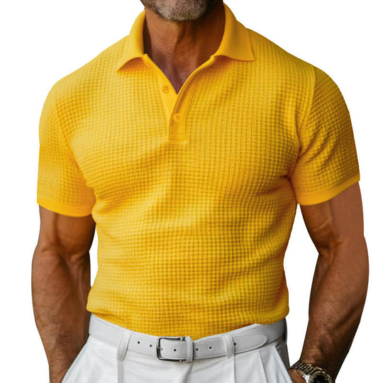Herren nan strukturiertes Piqué-Poloshirt aus Baumwollmischung mit verstärktem Polokragen