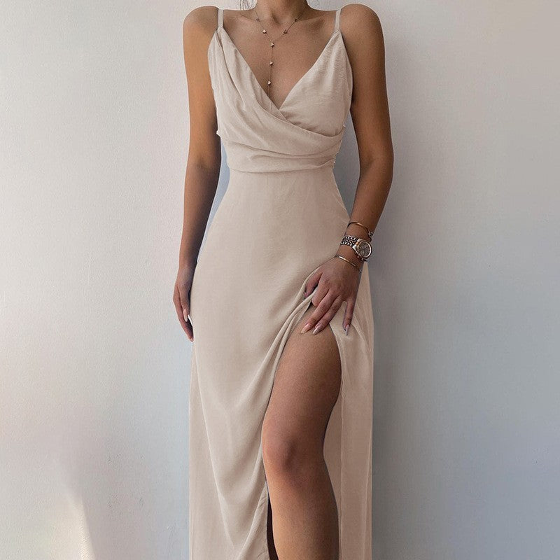 Damen Elegantes Maxikleid mit schickem Wickelausschnitt und verführerischem Schlitz