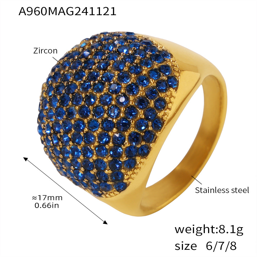Damenring mit elegantem, goldbeschichtetem Design und Türkissteinbesatz Shop Nory