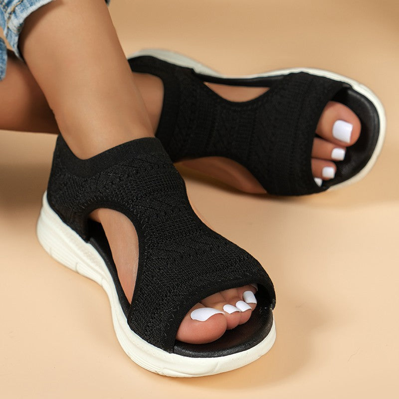 Damen Elastische Strick-Slingback-Sandale mit offener Zehenpartie und dämpfender Komfortsohle Shop Nory