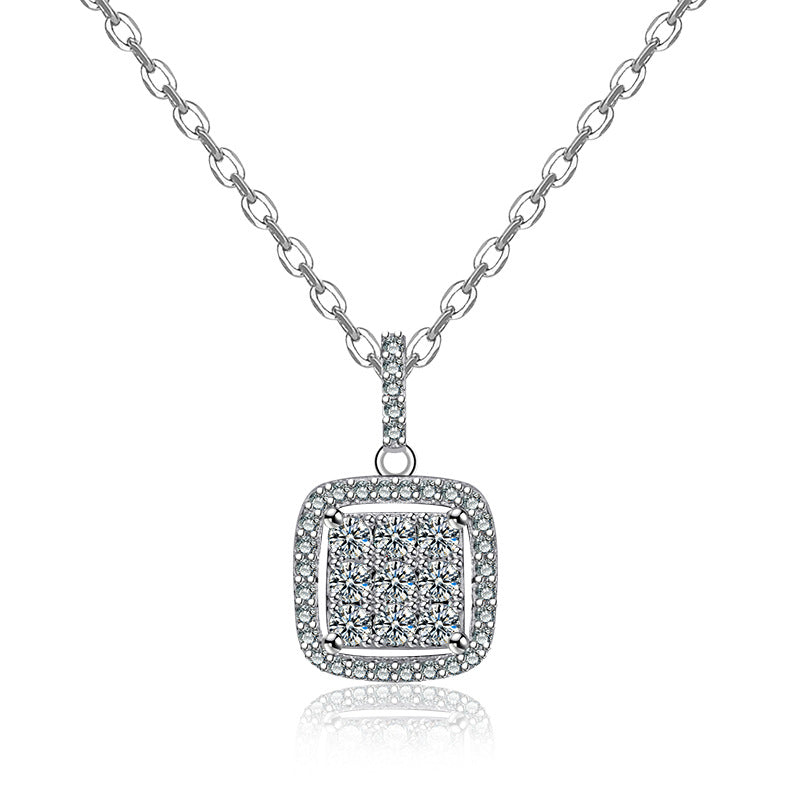 Damen Halskette mit quadratischem Zirkonia-Anhänger und feiner Gliederkette Shop Nory