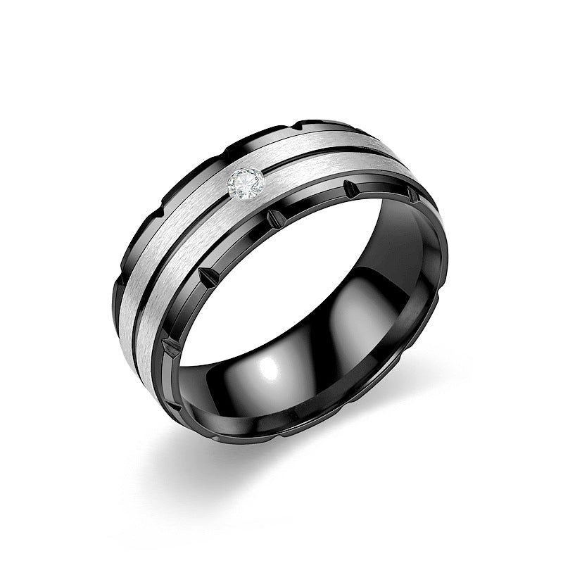Herren Ring mit raffinierter, klarer Oberflächenstruktur und funkelndem Zirkonia Shop Nory