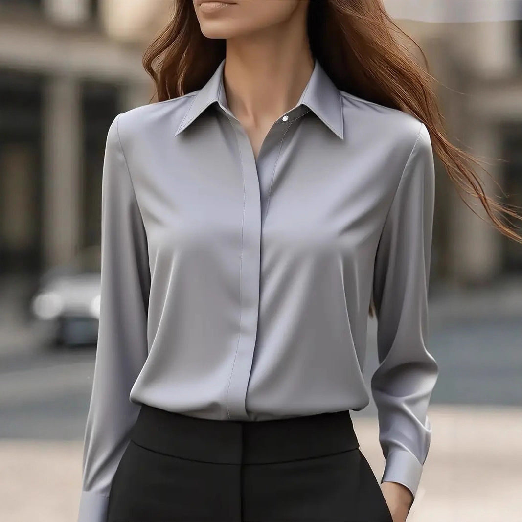 Damen Elegante satiniert Bluse Shop Nory