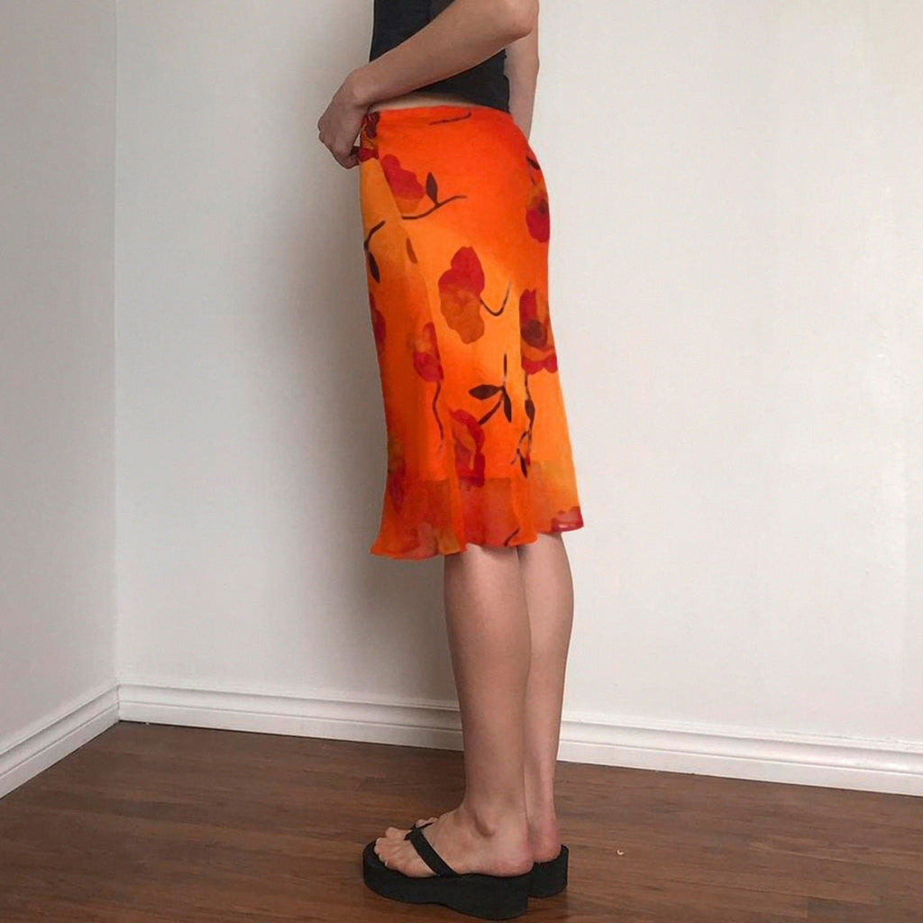 Damen schwingender Sommerrock mit floralen Mustern und leichtem Stoff