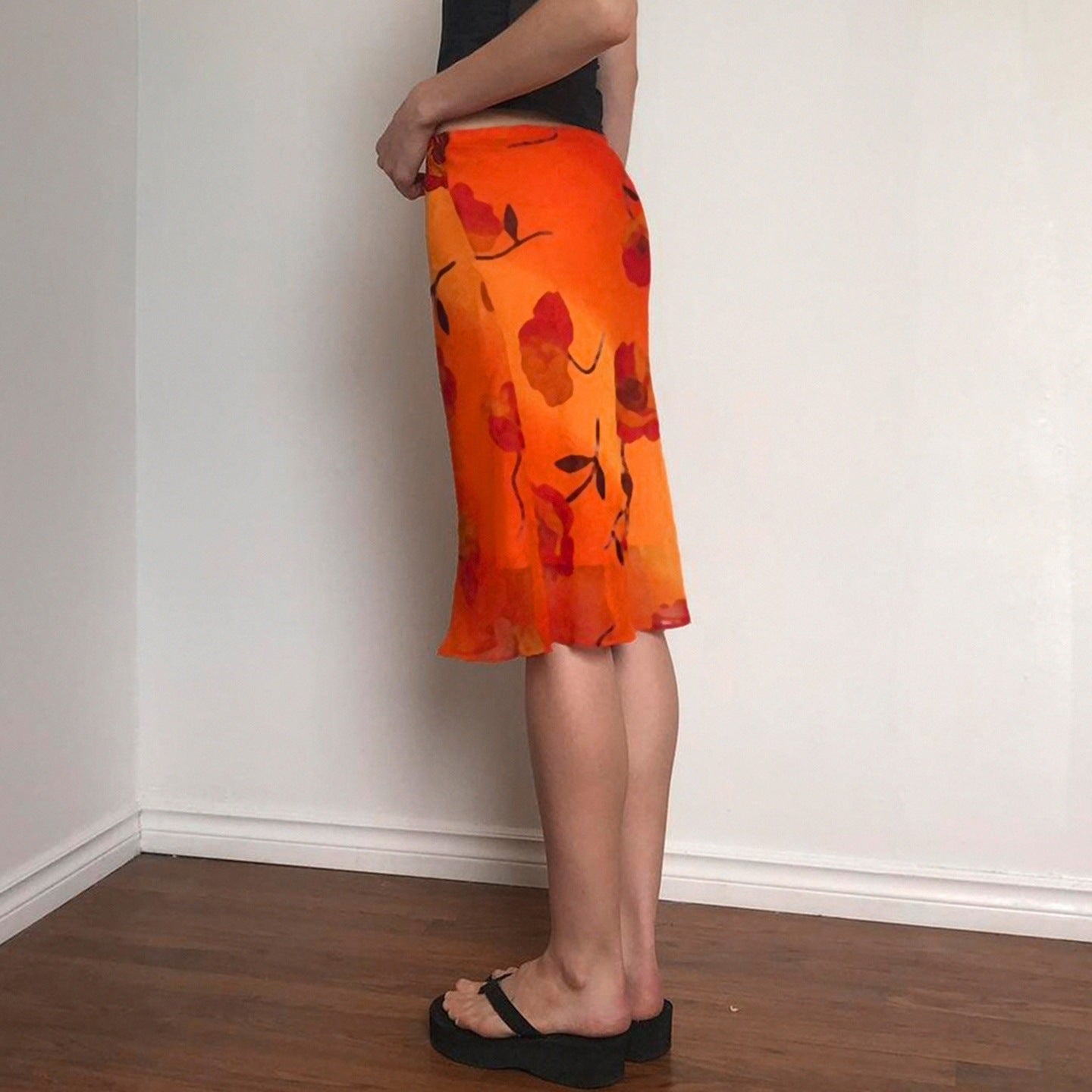 Damen schwingender Sommerrock mit floralen Mustern und leichtem Stoff