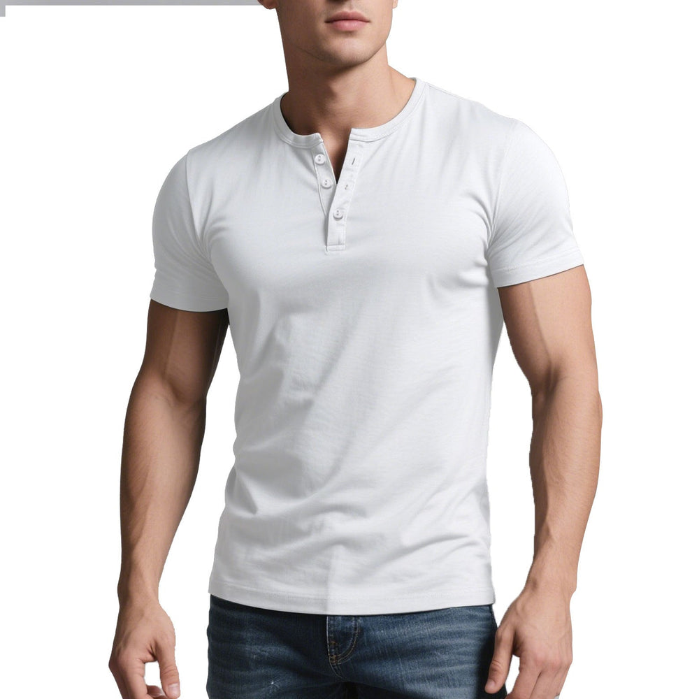 Herren nan kurzes Henley-Shirt mit dezenter Knopfleiste und figurbetontem Schnitt