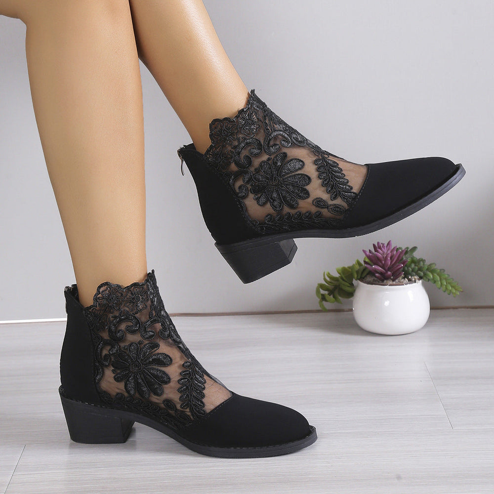 Damen modische Stiefeletten mit aufwendiger Spitzendecke