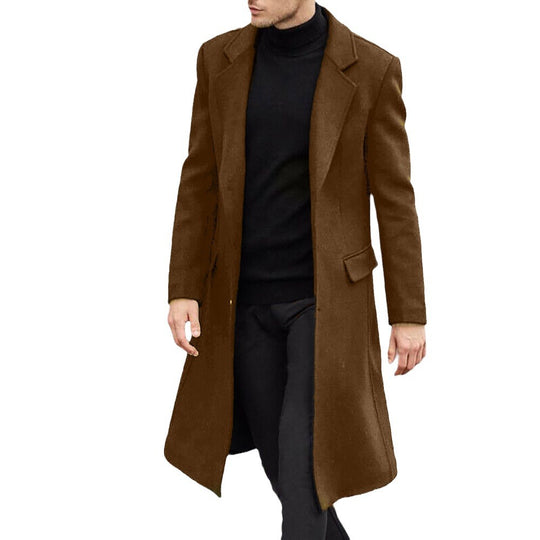 Herren Eleganter einreihiger Citymantel mit Reverskragen und Pattentaschen Shop Nory