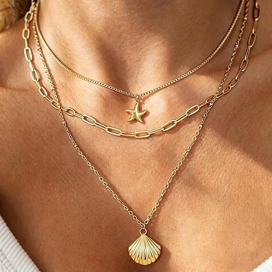Damen mehrlagige Kette mit maritimen Anhängern Shop Nory