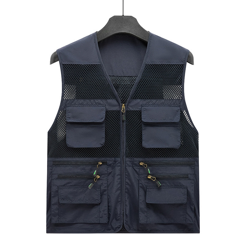 Herren Leichte Mesh-Utility-Weste mit vielen Reißverschluss- und Klapptaschen für Outdoor und Fotografie Shop Nory