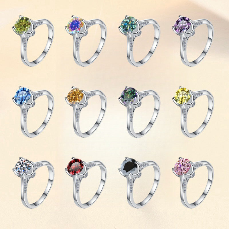 Damen Solitär ring mit strahlendem rosafarbenem Zirkonia und elegantem Besatz Shop Nory